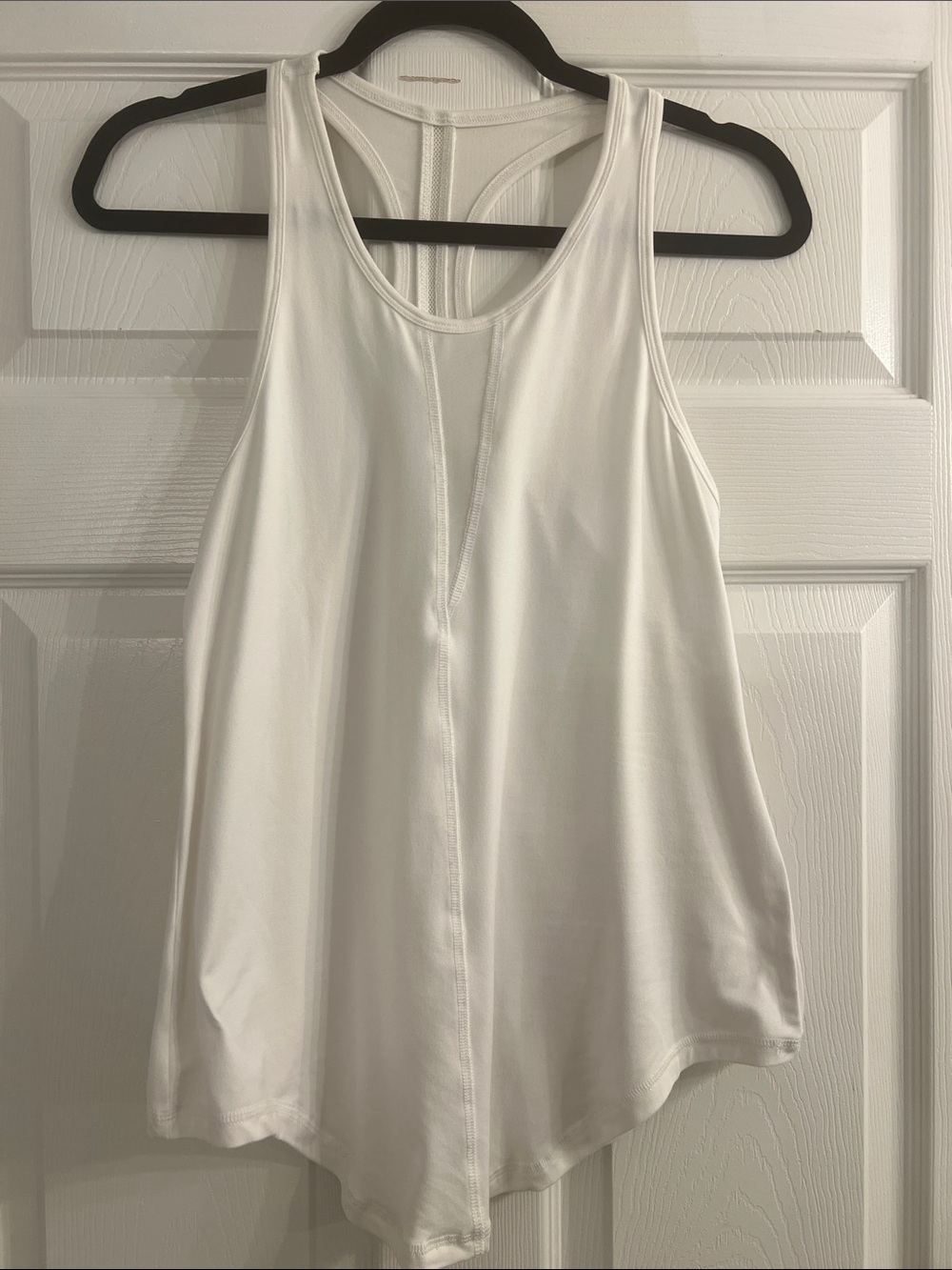 White Racerback Tank Top with Center Seam